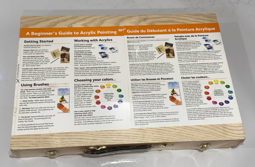 Daler Rowney Simply Acrylic Paint Wood Box Set 27 Pc Art Kit Table Easel New Sea